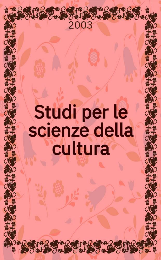 Studi per le scienze della cultura