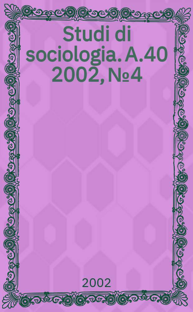 Studi di sociologia. A.40 2002, №4