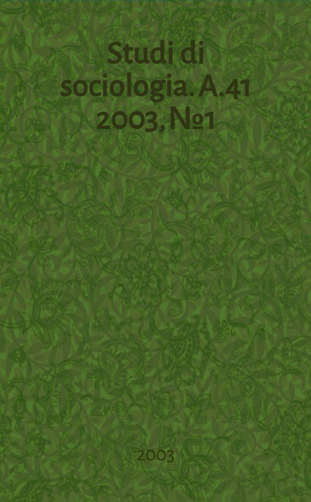 Studi di sociologia. A.41 2003, №1