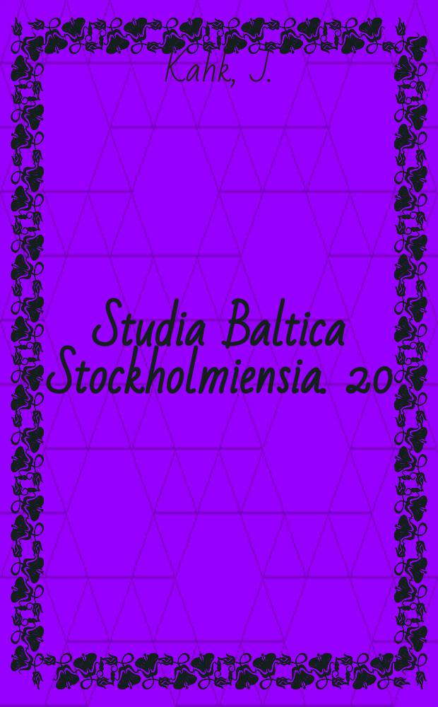 Studia Baltica Stockholmiensia. 20 : An economic history of the Baltic ...