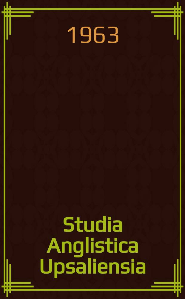 Studia Anglistica Upsaliensia