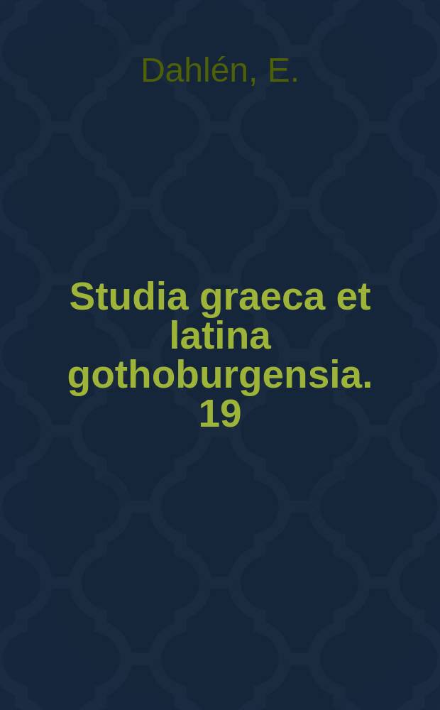 Studia graeca et latina gothoburgensia. 19 : Etudes syntaxiques sur les pronoms réfléchis pléonastiques en latin