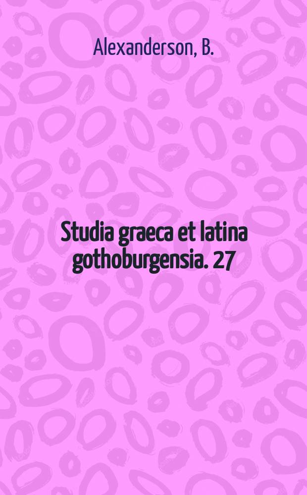 Studia graeca et latina gothoburgensia. 27 : Textual remarks on Ptolemy's harmonica and Porphyry's commentary