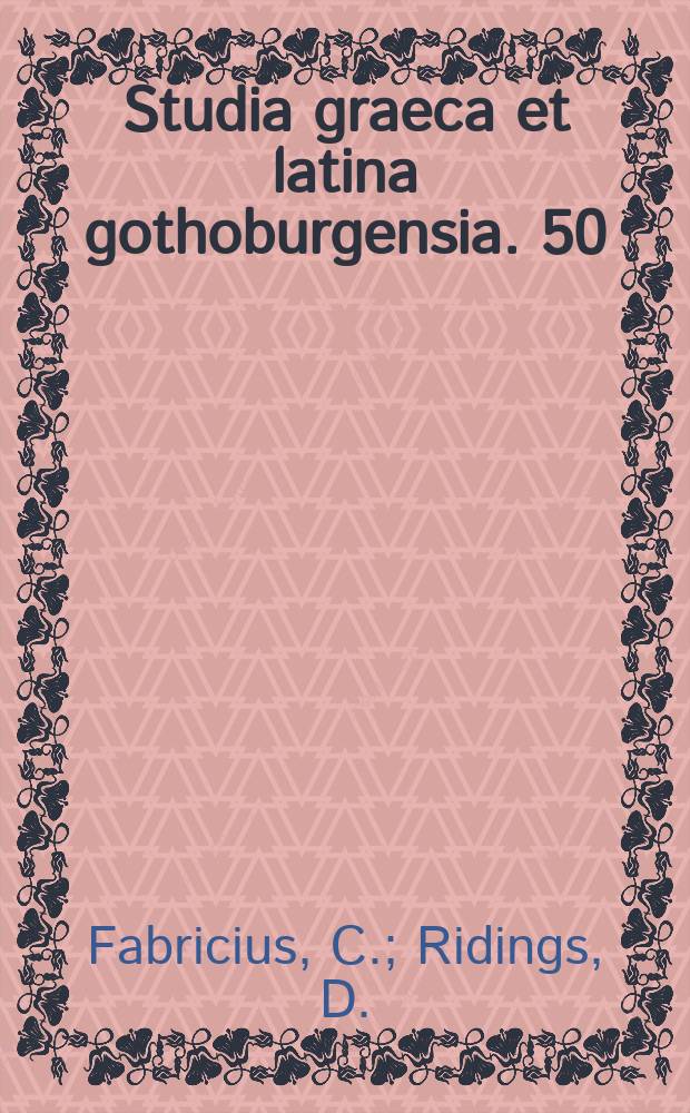 Studia graeca et latina gothoburgensia. 50 : A concordance to Gregory of Nyssa