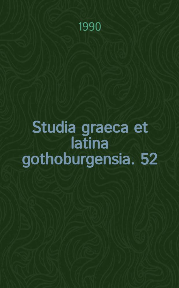 Studia graeca et latina gothoburgensia. 52 : Syntactic variation in Greek of the 5th century ...