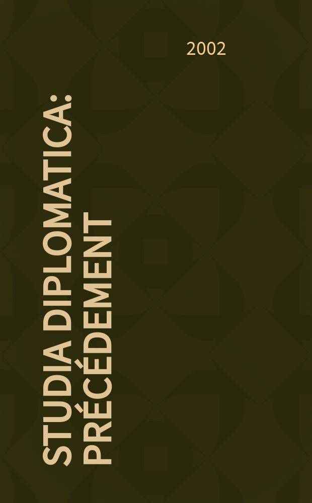 Studia diplomatica : précédement: "Chronique de politique étrangère". Vol.55, №3 : "Core group, directoire, enhanced cooperation? Finding the key to an effective foreign and defence policy for Europe", colloquium (2003). A European secanty concept for the 21st century