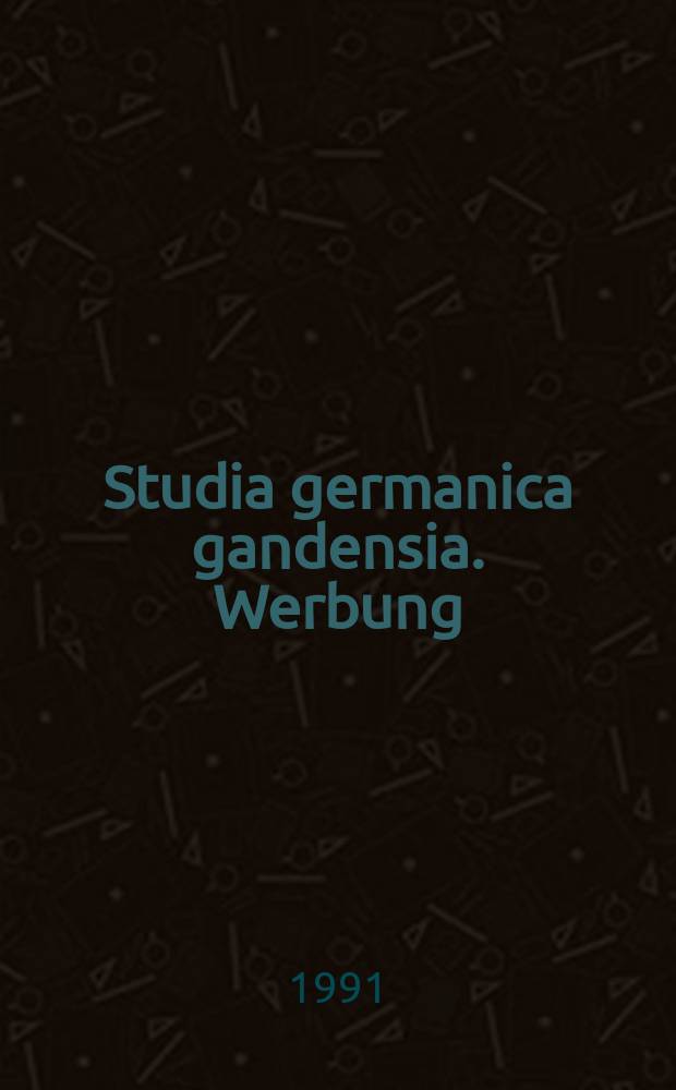 Studia germanica gandensia. Werbung