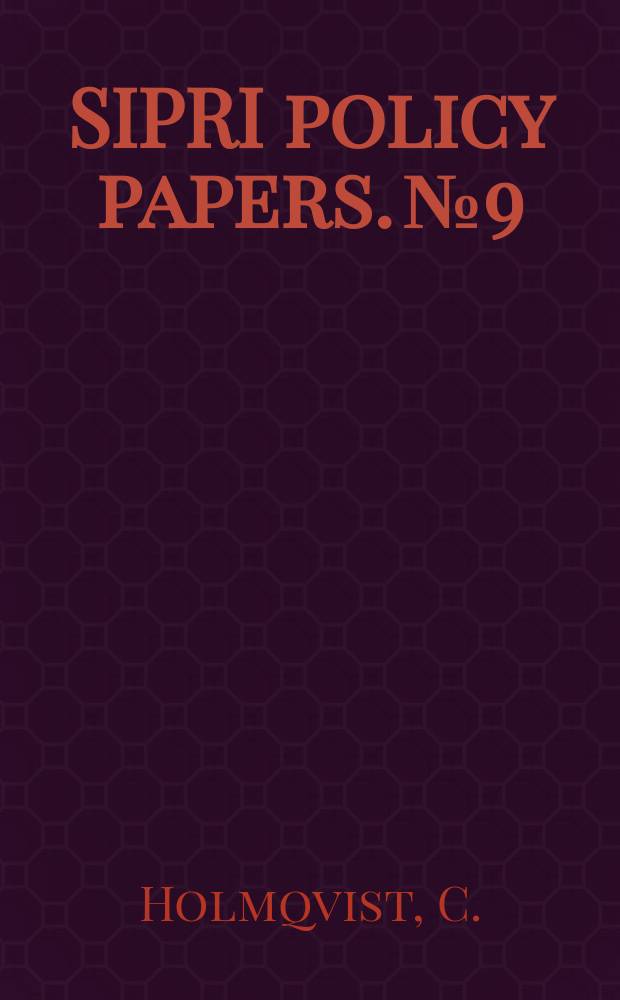SIPRI policy papers. №9 : Private security companies