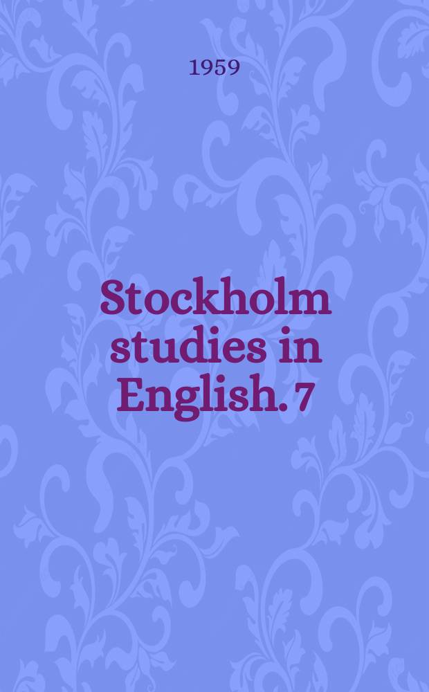 Stockholm studies in English. 7 : Regularized English