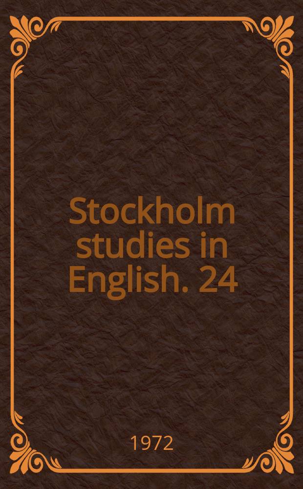 Stockholm studies in English. 24 : Some aspects of psychological predicates ...