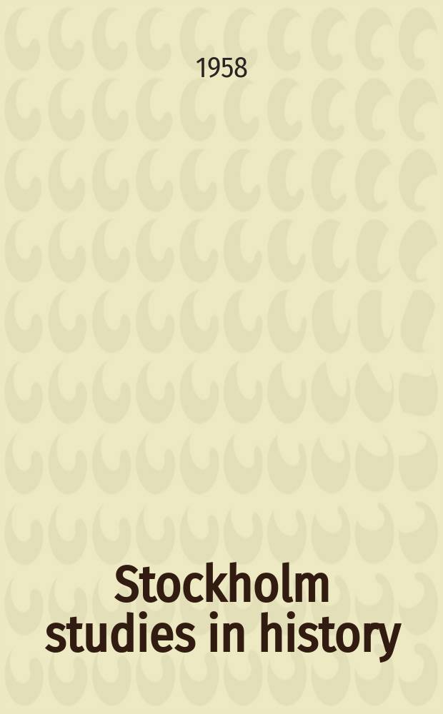 Stockholm studies in history