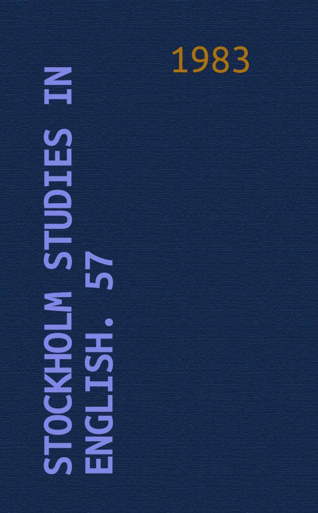 Stockholm studies in English. 57 : Papers from the Second Scandinavian symposium on syntactic variation. Stockholm, May 15-16, 1982