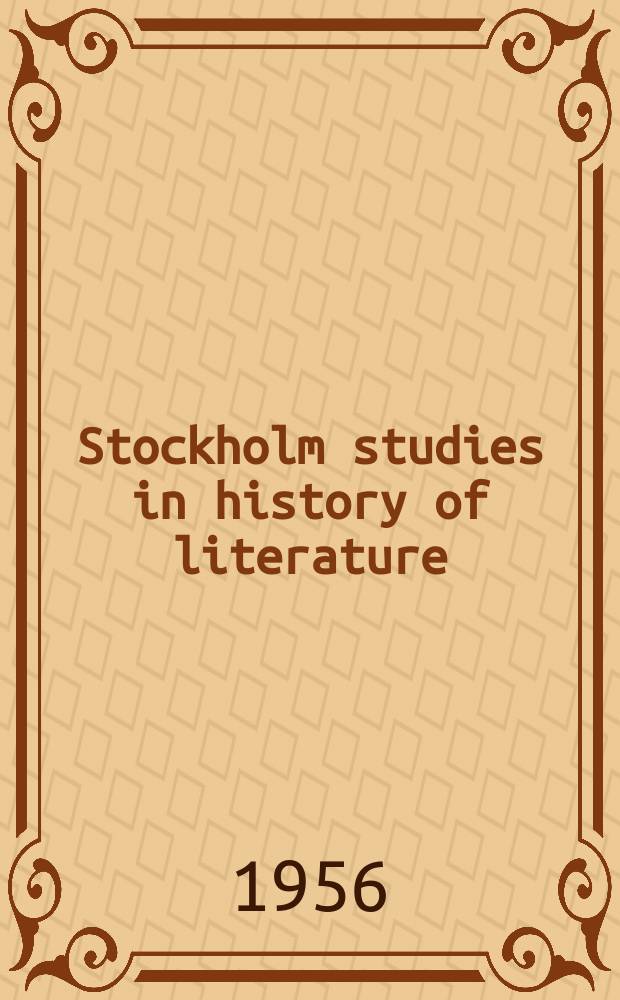 Stockholm studies in history of literature