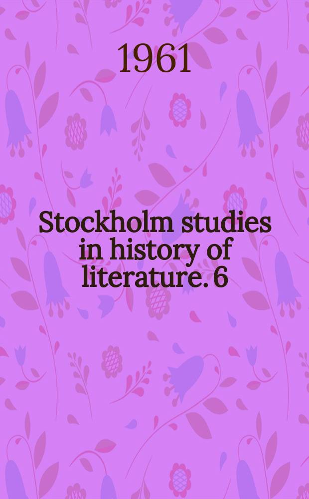 Stockholm studies in history of literature. 6 : Johan Gabriel Oxenstiernas Sk&ouml;rdarne