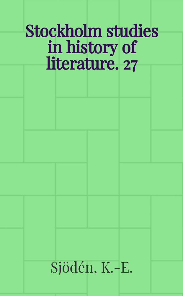 Stockholm studies in history of literature. 27 : Swedenborg en France