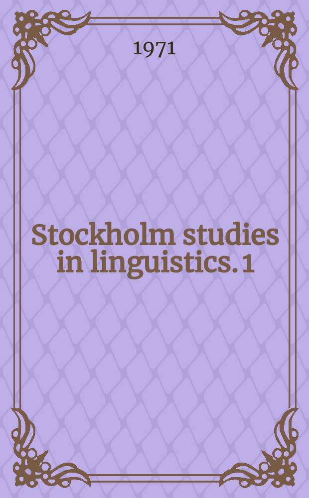 Stockholm studies in linguistics. 1 : Reading in early childhood