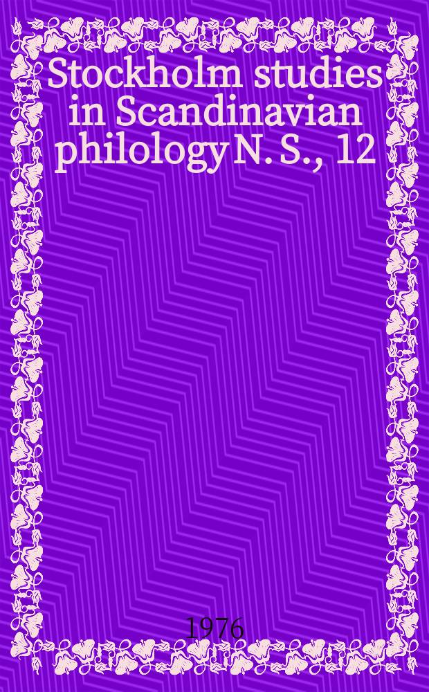 Stockholm studies in Scandinavian philology N. S., 12 : Publ. by the Univ. of Stockholm. Stil och struktur i CJL Almqvist Amorina