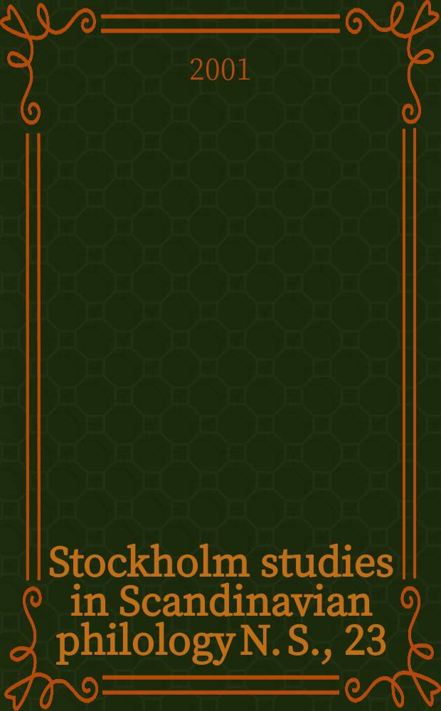 Stockholm studies in Scandinavian philology N. S., 23 : Publ. by the Univ. of Stockholm. Metaforen som konvention