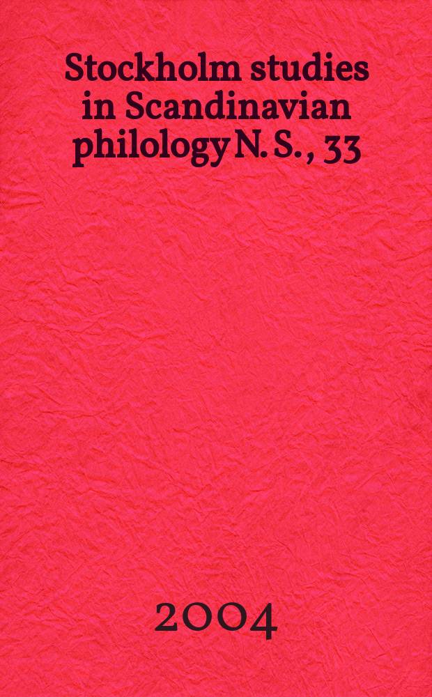 Stockholm studies in Scandinavian philology N. S., 33 : Publ. by the Univ. of Stockholm. Tempus och transitivitet i dövas ...