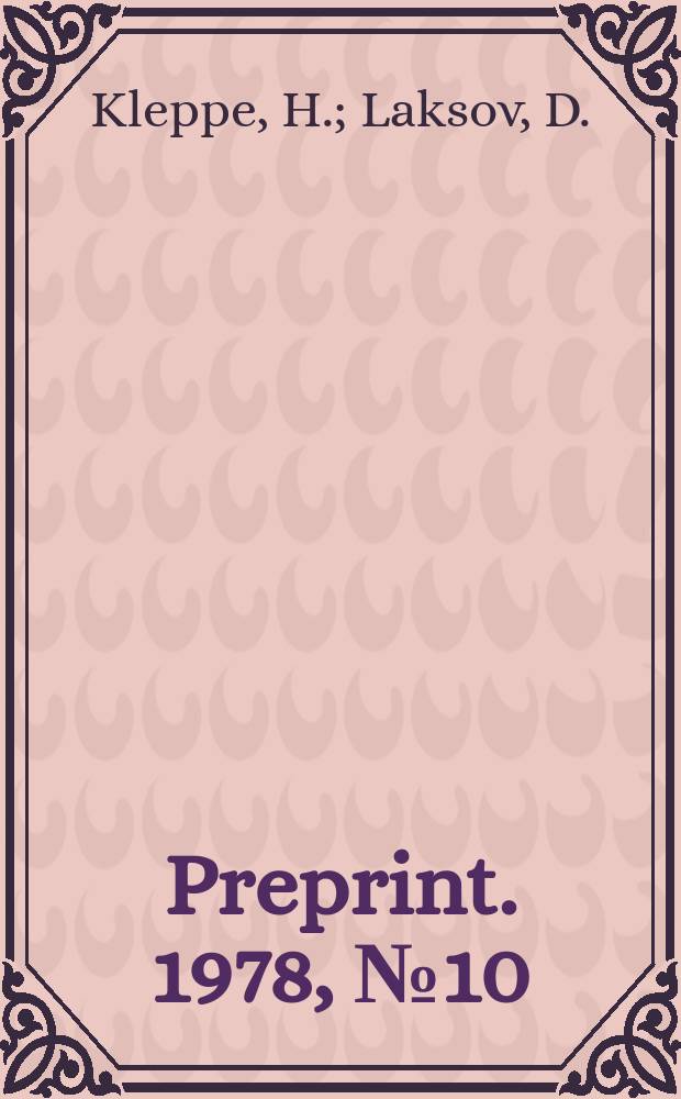 [Preprint]. 1978, №10 : The generic perfectness ...