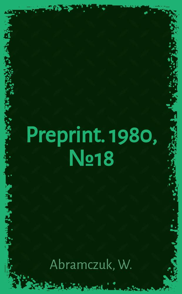 [Preprint]. 1980, №18 : On the range of linear partial ...