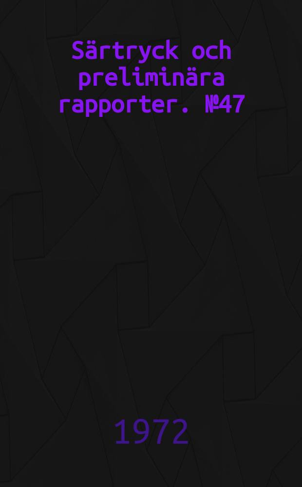 Särtryck och preliminära rapporter. №47 : Some experiments on hollow cylinder clay specimens