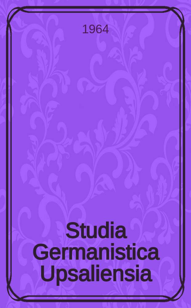 Studia Germanistica Upsaliensia