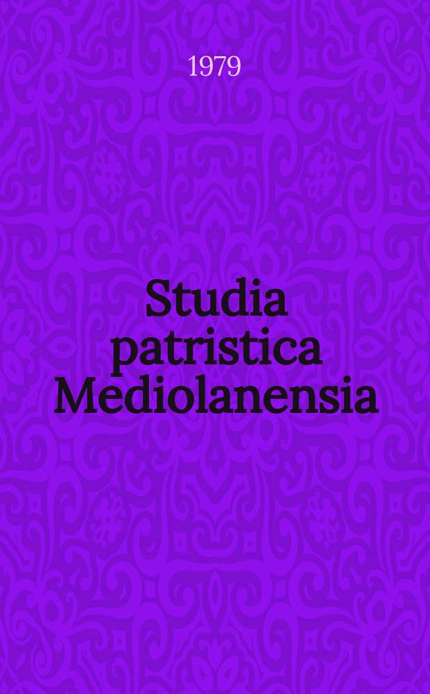 Studia patristica Mediolanensia : Pubbl. della Univ. cattolica del Sacro Cuore. 10 : Paradoxos politeia