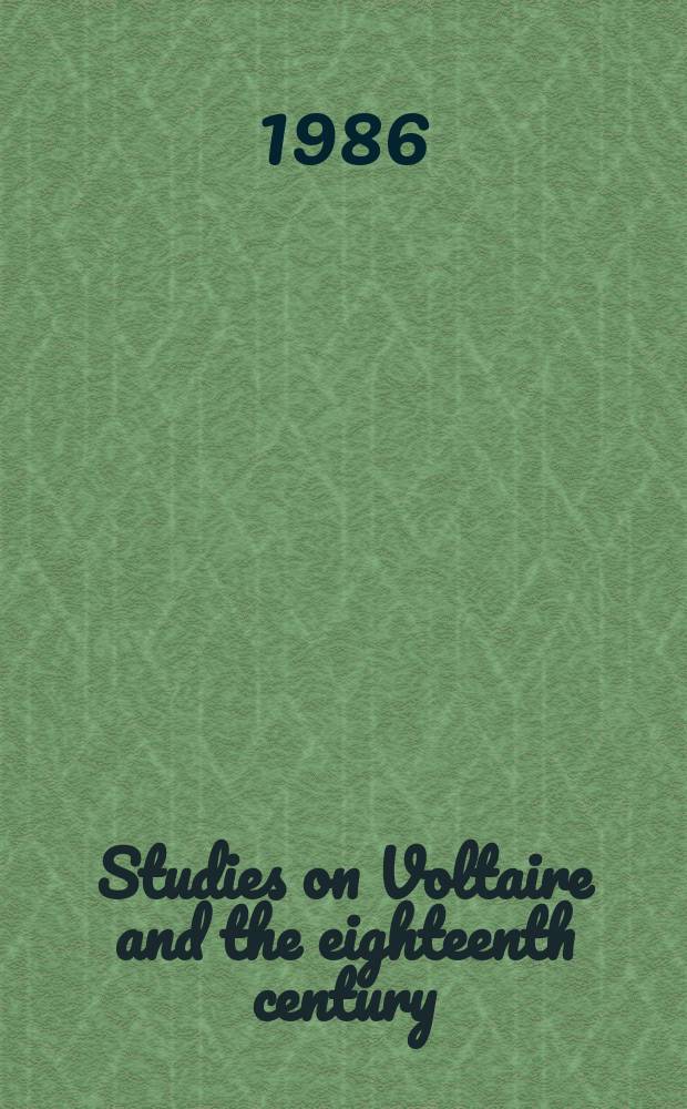 Studies on Voltaire and the eighteenth century : Nicolas-Antoine Boulanger (1722 - 1759) ou avant nous le déluge