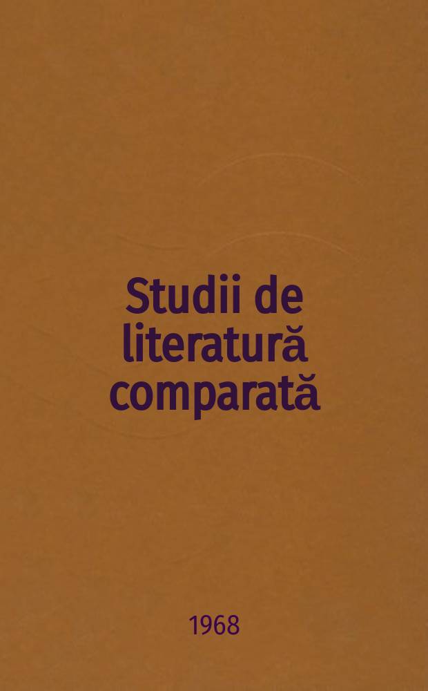 Studii de literatură comparată