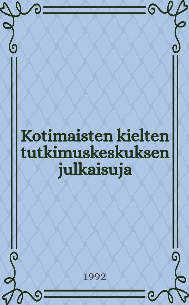Kotimaisten kielten tutkimuskeskuksen julkaisuja = Kotimaisten kielten tutkimuskeskuksen julkaisuja. 68 : Timofej Jevsevjevs Folklore-Sammlungen aus dem Tscheremissischen