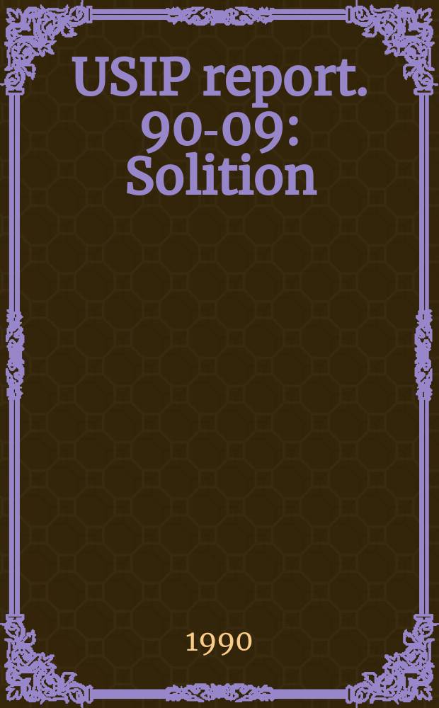 USIP report. 90-09 : Solition