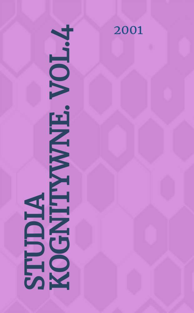 Studia kognitywne. Vol.4 : Sémantique des catégories de l'aspect et du temps