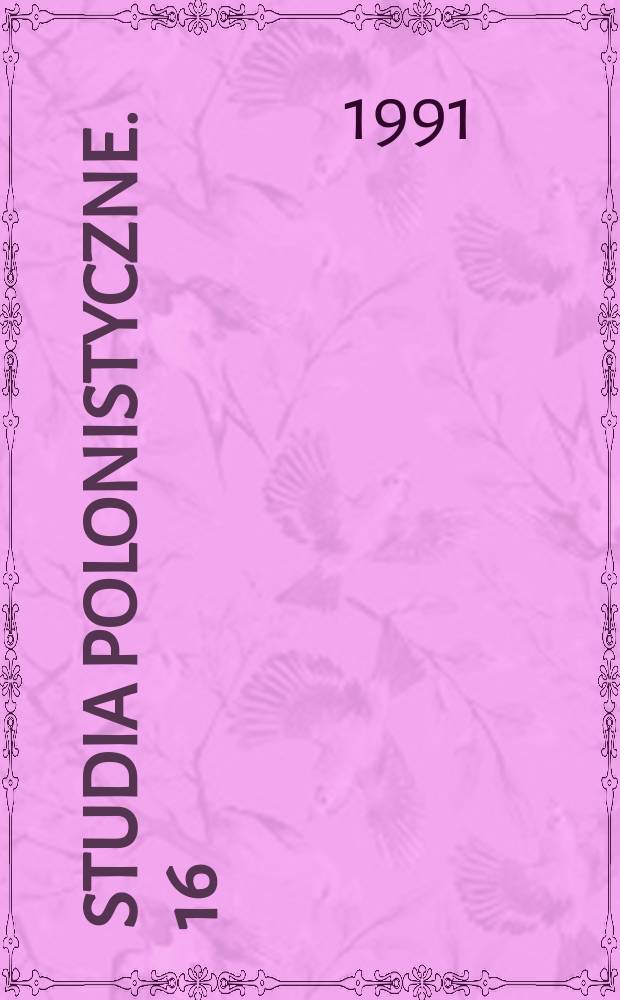 Studia polonistyczne. 16/17 : 1988/1989