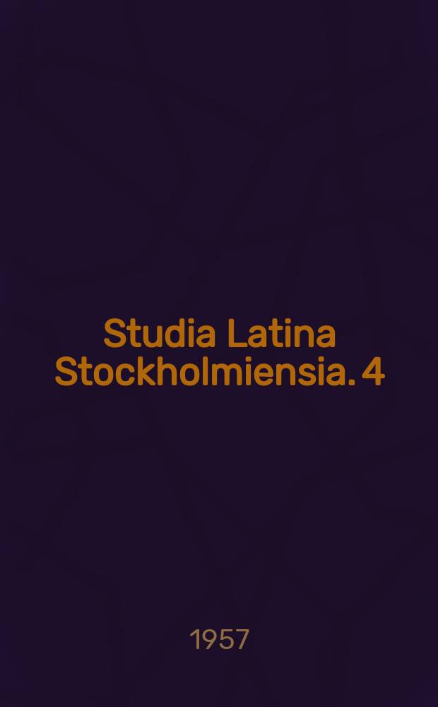 Studia Latina Stockholmiensia. 4 : Beneventan ninth century poetry
