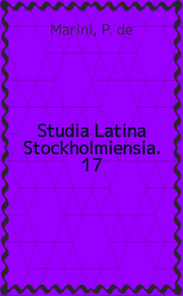 Studia Latina Stockholmiensia. 17 : Le sermon sur Esau