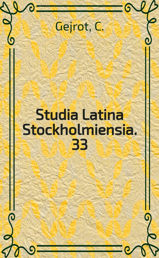 Studia Latina Stockholmiensia. 33 : Diarium Vadstenense
