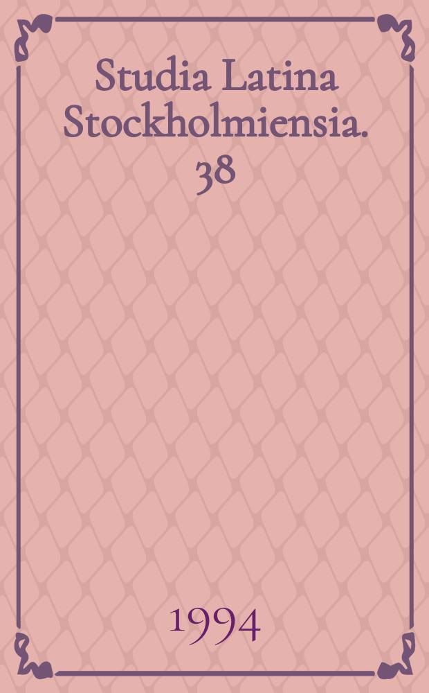 Studia Latina Stockholmiensia. 38 : Lachrymae Catharinae