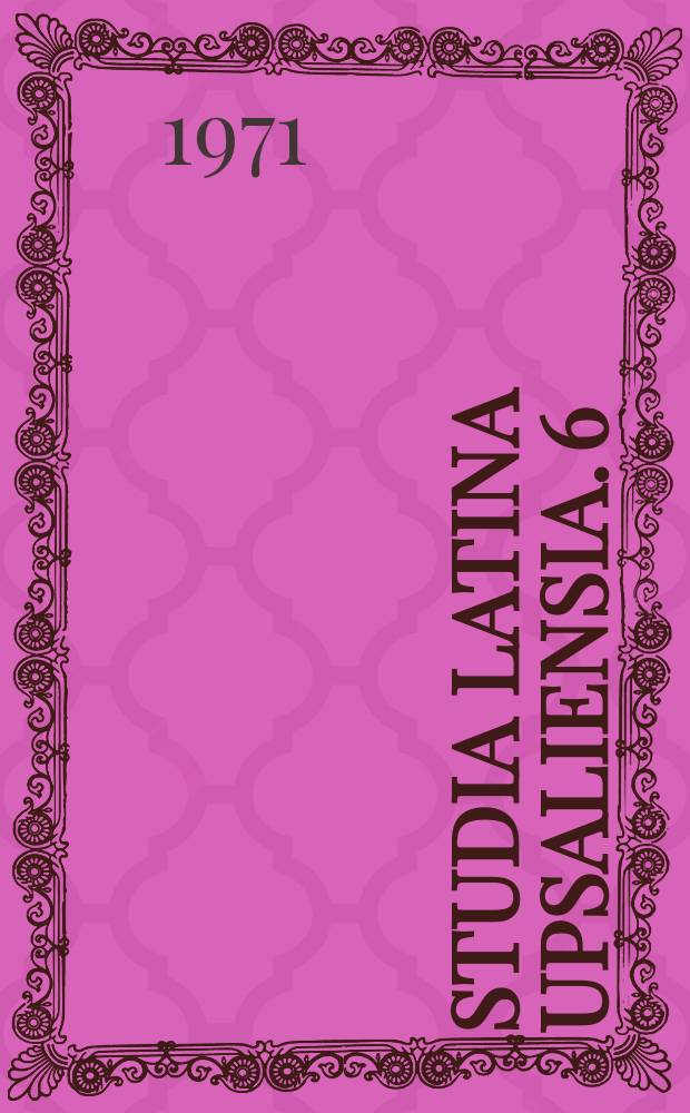 Studia latina upsaliensia. 6 : Index to the Uppsala edition of Columella