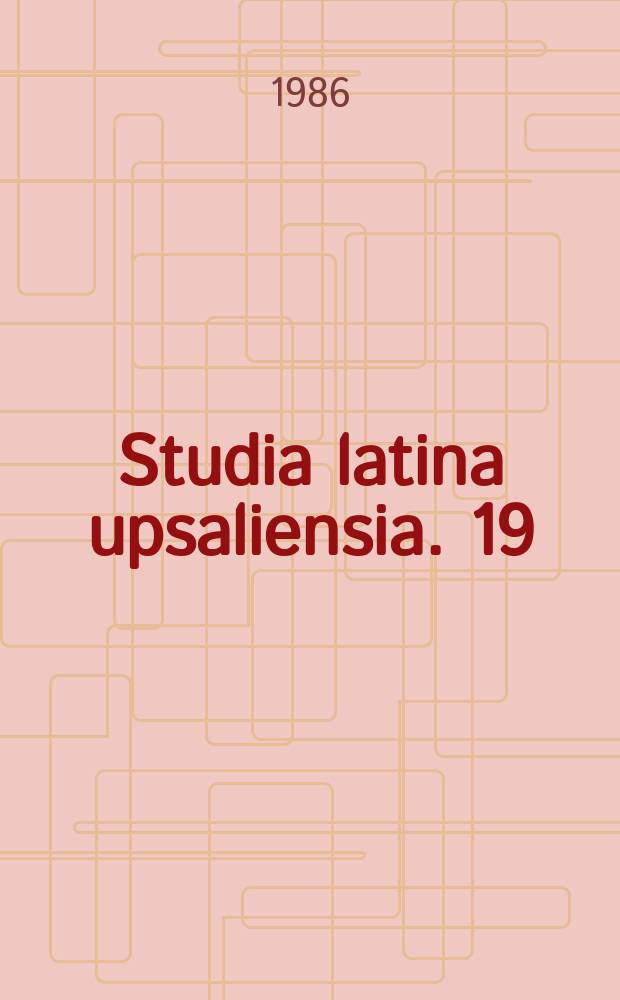 Studia latina upsaliensia. 19 : Zur Textkritik der Tusculanen