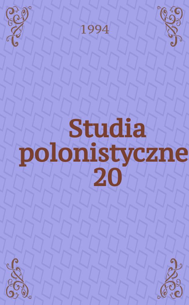 Studia polonistyczne. 20 : 1992