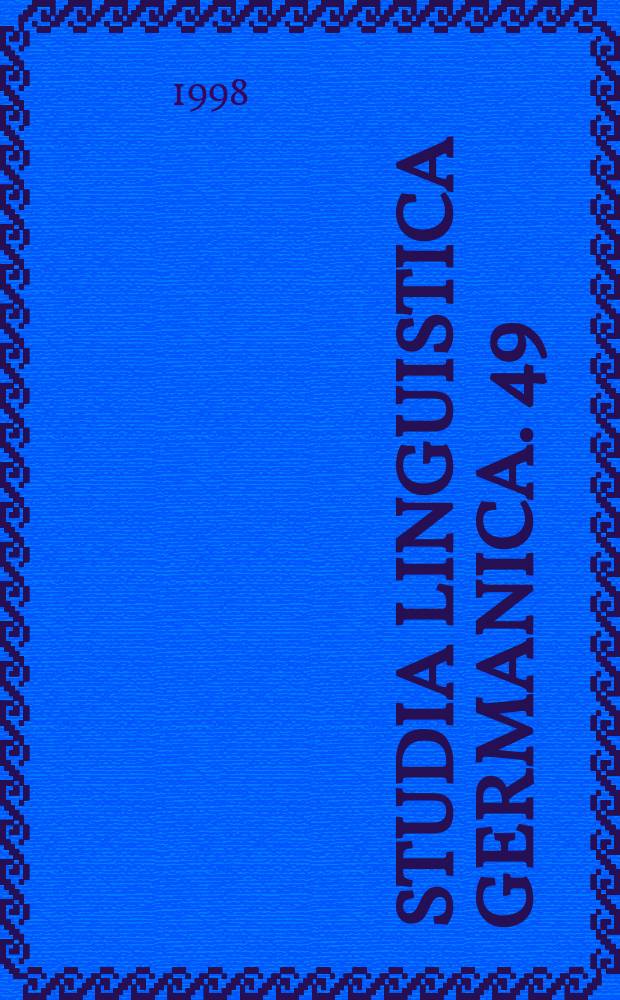 Studia linguistica Germanica. 49 : Geschichte und Systematik des adverbalen Dativs im Deutschen
