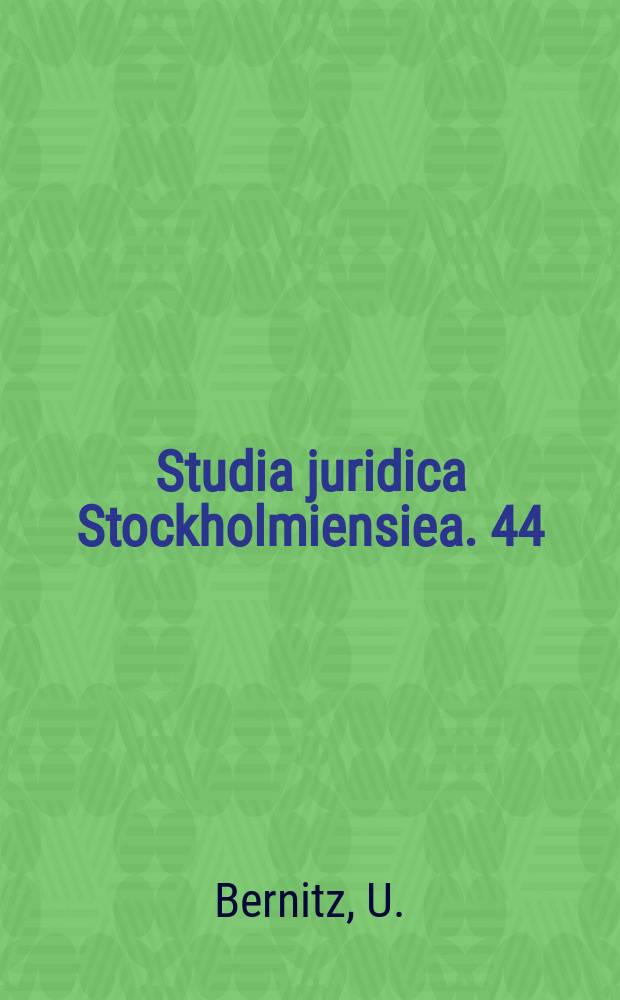Studia juridica Stockholmiensiea. 44 : Consumer protection and standard contracts