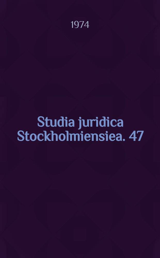 Studia juridica Stockholmiensiea. 47 : The new Swedish legislation on administrative jurisdiction