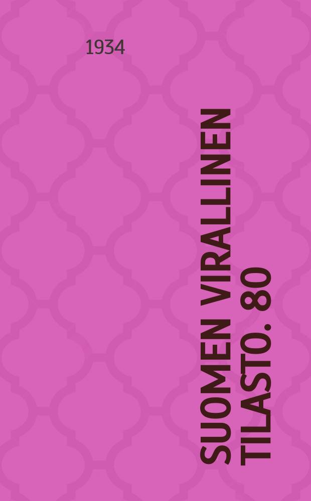 Suomen virallinen tilasto. 80 : Väestönsuhteet vuonna 1933