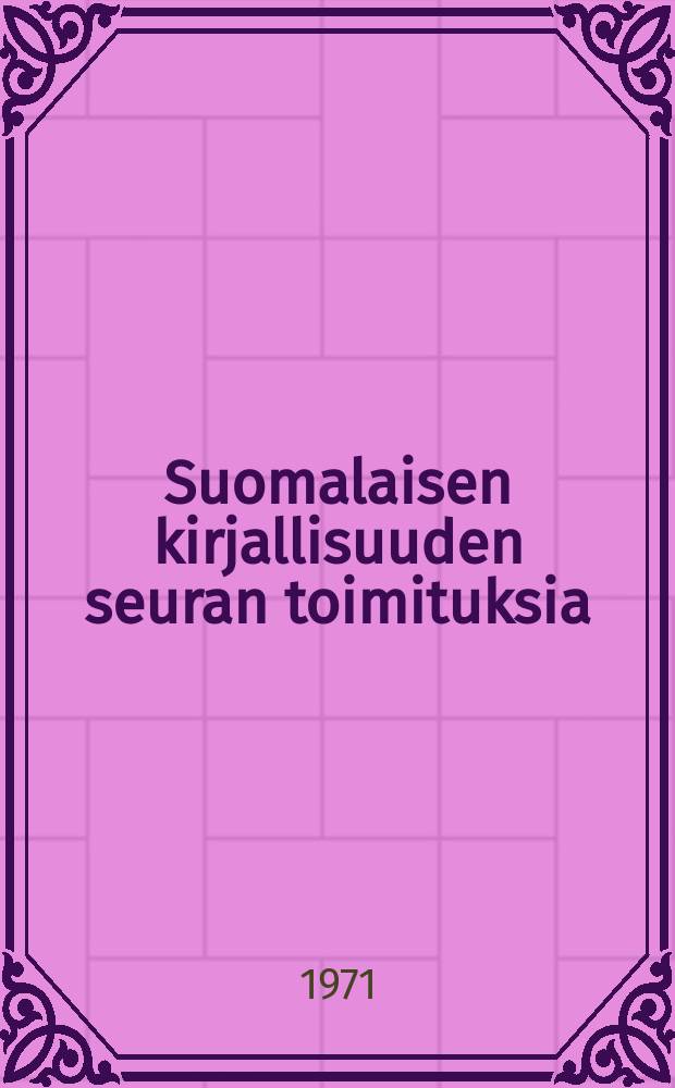 Suomalaisen kirjallisuuden seuran toimituksia : Karjalaisia sananpolvia