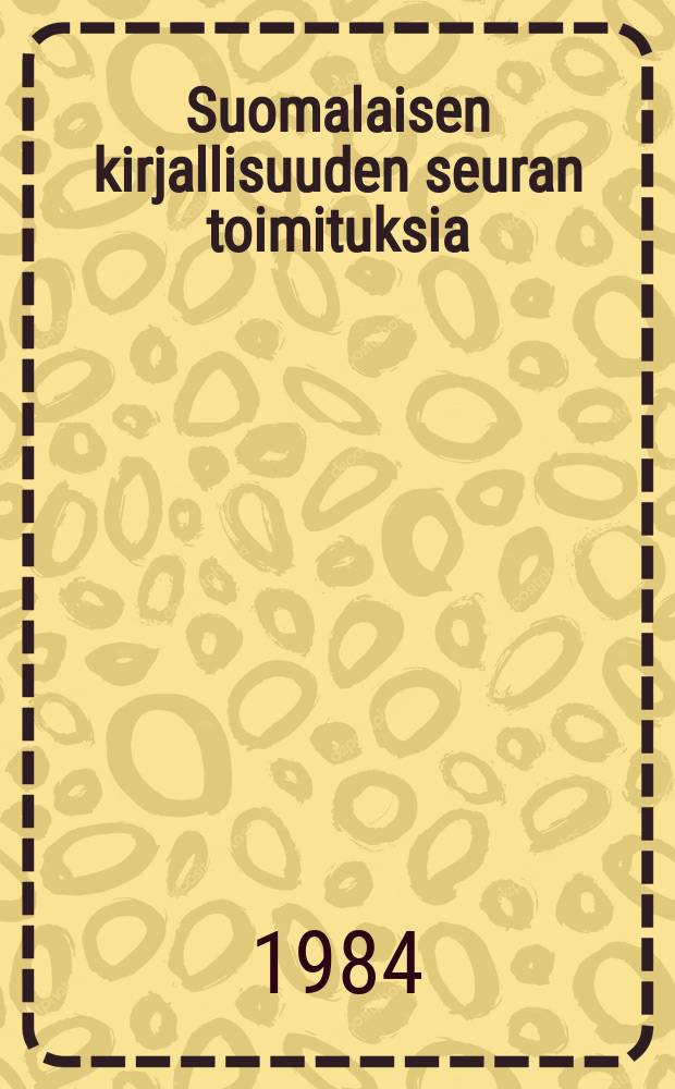 Suomalaisen kirjallisuuden seuran toimituksia : Elias Lönnrotin Kanteletar