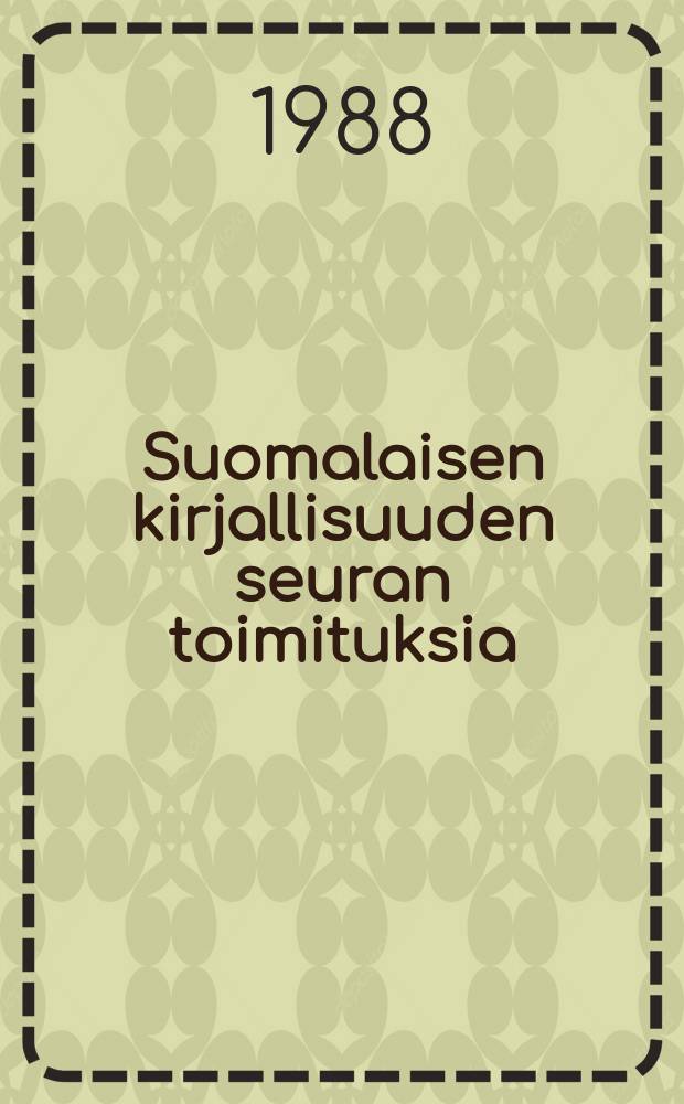 Suomalaisen kirjallisuuden seuran toimituksia : Niin l&auml;hell&auml;, niin kaukana