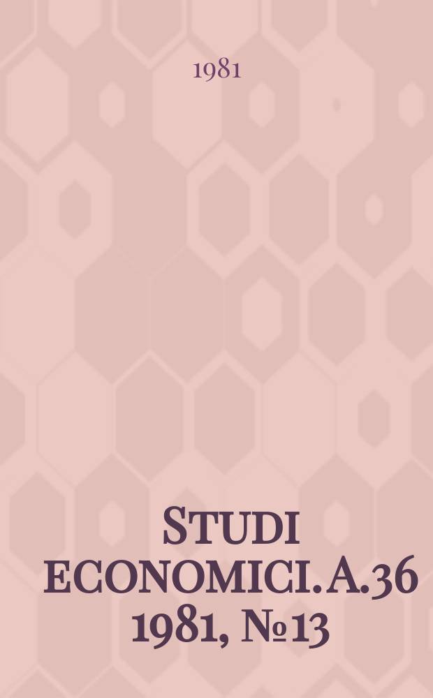 Studi economici. A.36 1981, №13