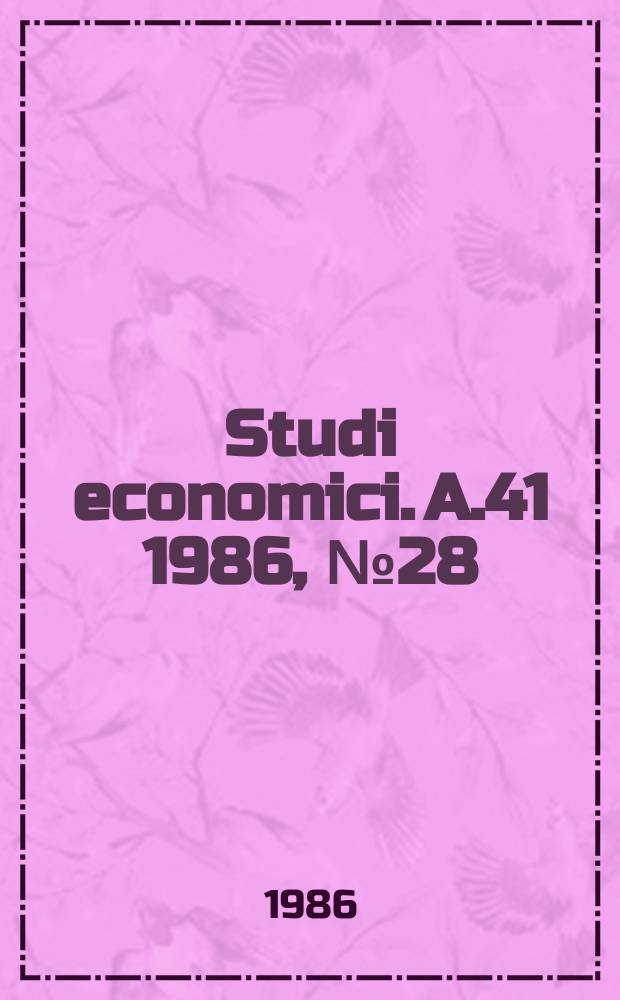 Studi economici. A.41 1986, №28